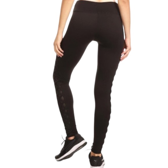 NWT Black Crisscross Mesh Leggings-Size L/XL - Picture 15 of 15